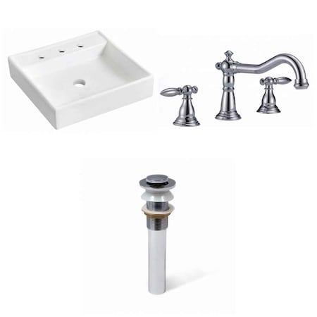 AMERICAN IMAGINATIONS 17.5-in. W Wall Mount White Vessel Set For 3H8-in. Center Faucet AI-34018